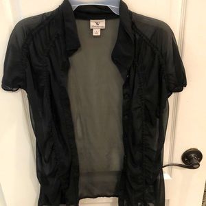 Worthington sheer blouse black large